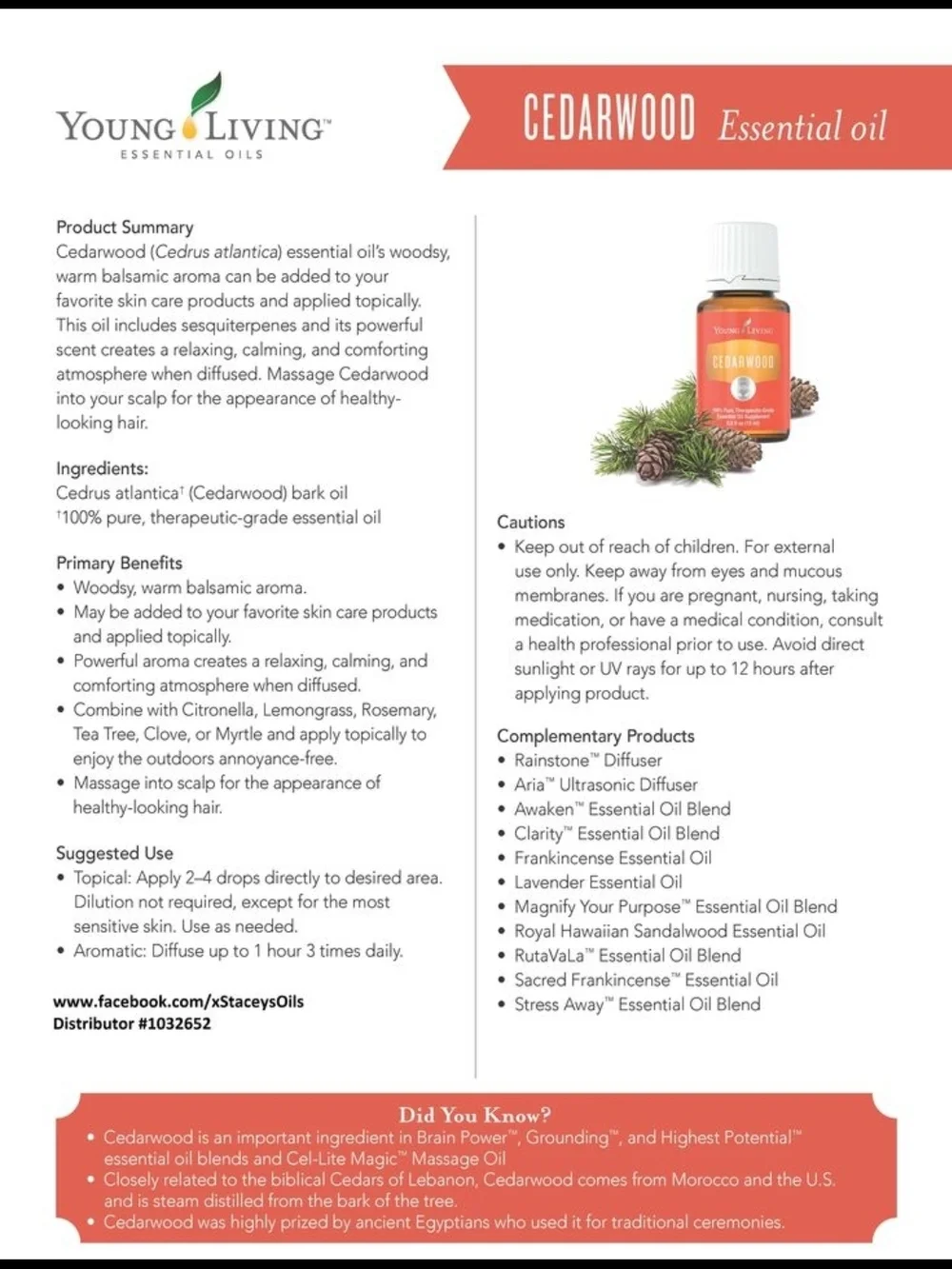 Young Living Cedarwood Therapeutic Grade Essential Oil 5ml - New‎ Sealed.